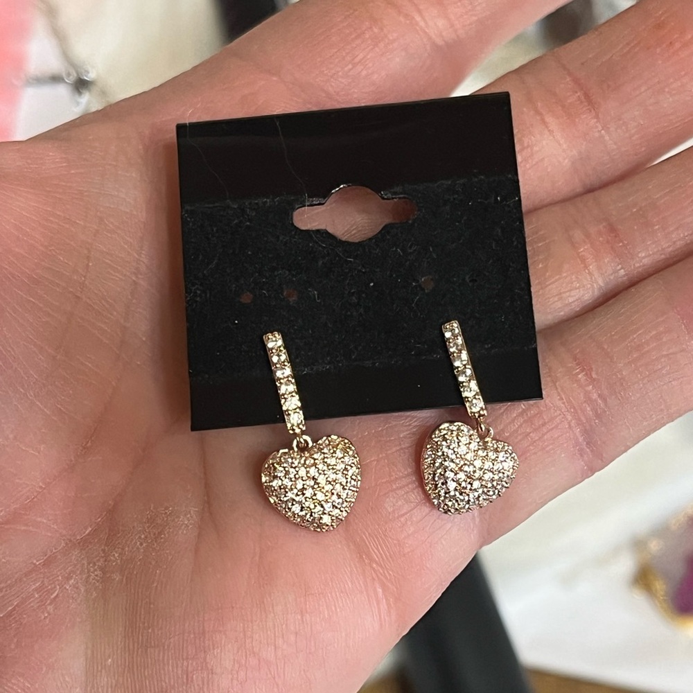 Beautiful Rose Gold Heart Drop Earrings - Picture 5 of 6